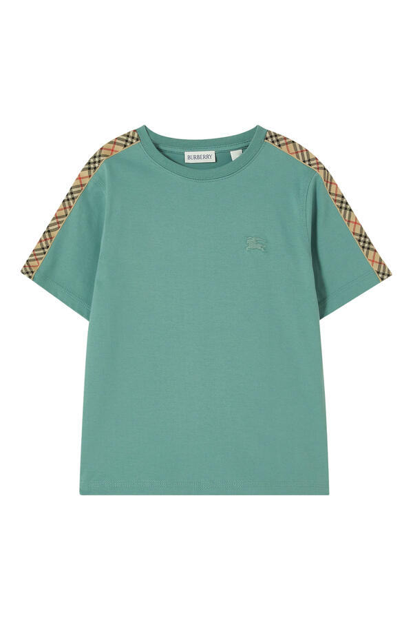 Kids Check Trim Cotton T-Shirt