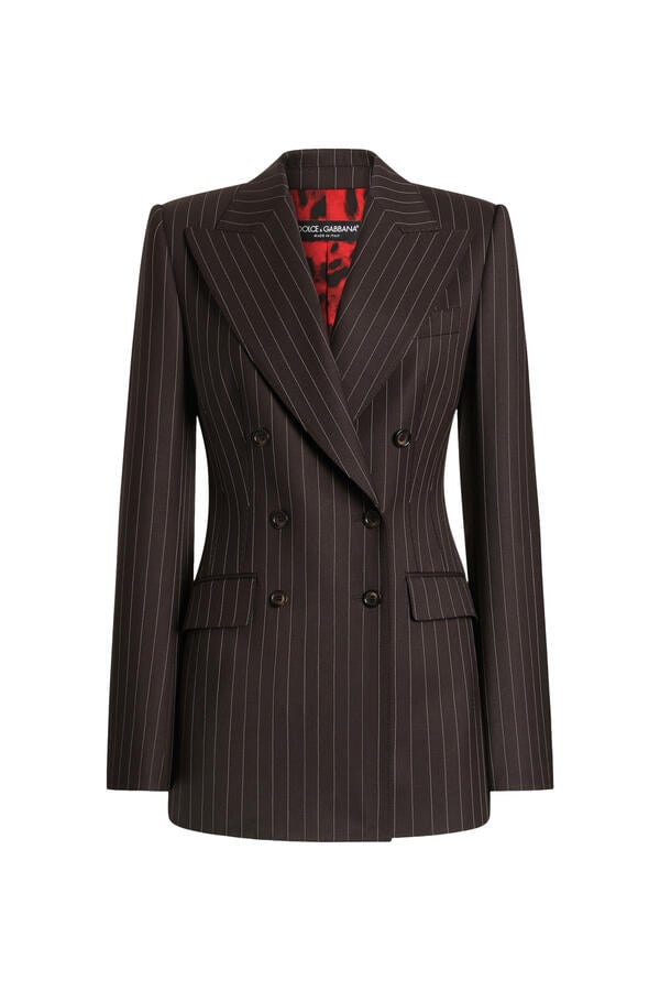  Turlington Double-Breasted Twill Pinstripe Jacket