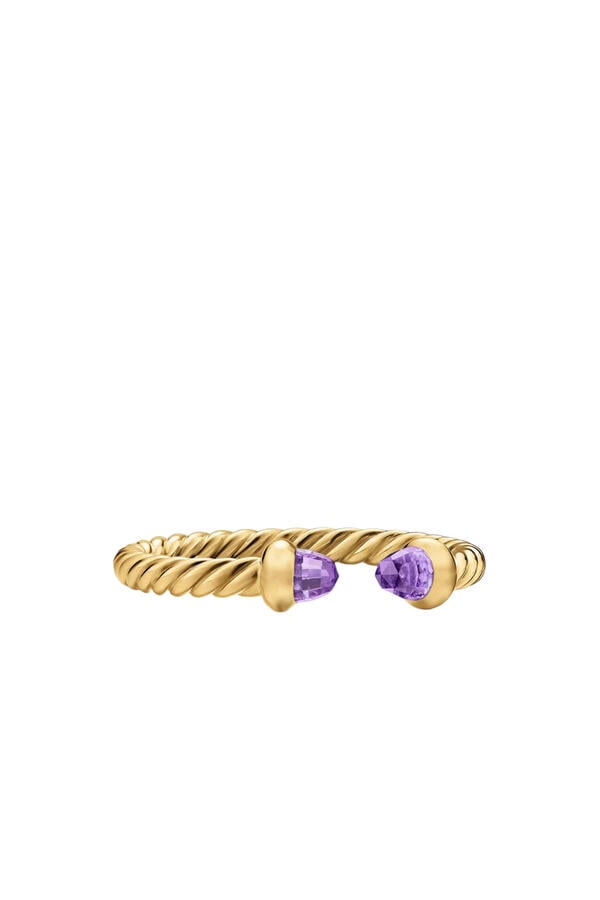 Micro Cablespira® Flex Open Ring,  18K Yellow Gold & Amethyst