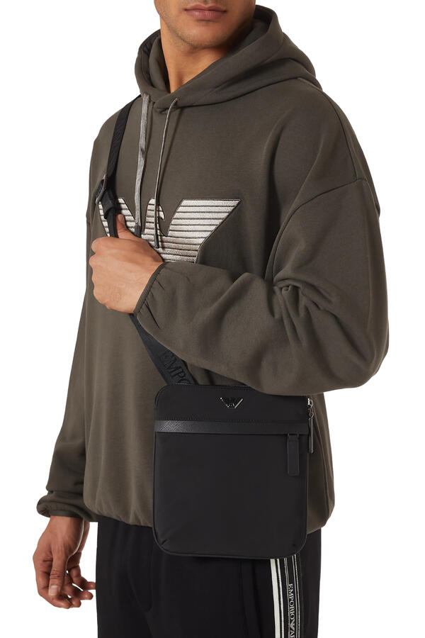 Flat Recycled Nylon Crossbody Bag 