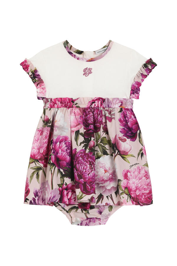 Kids Peony-Print Mixed-Material Dress 