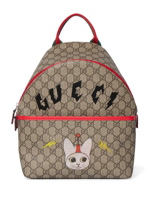 Kids GG Cat-Print Backpack