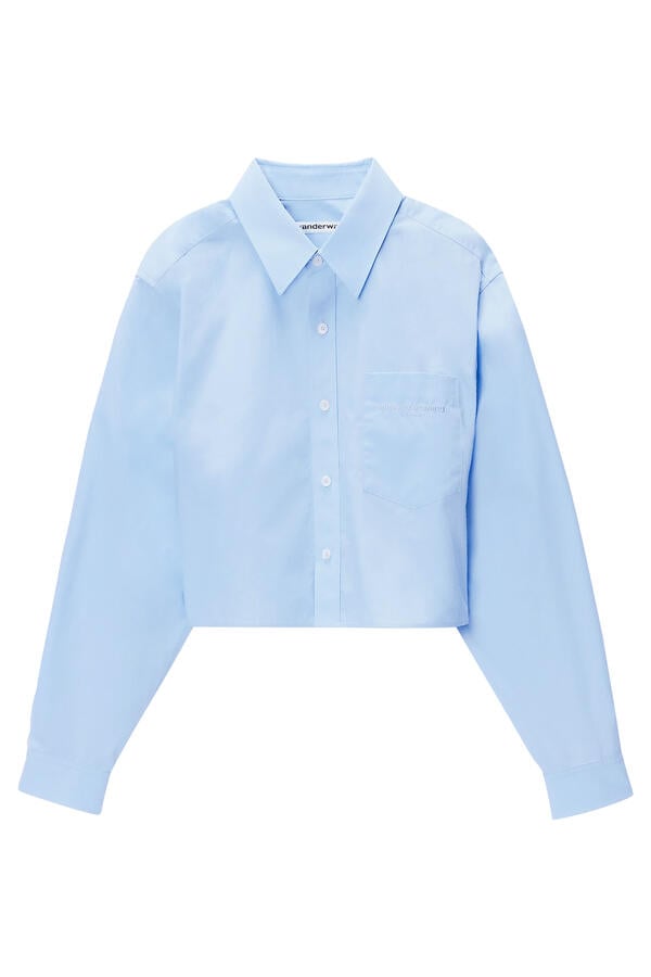 Embroidered Logo Cropped Shirt