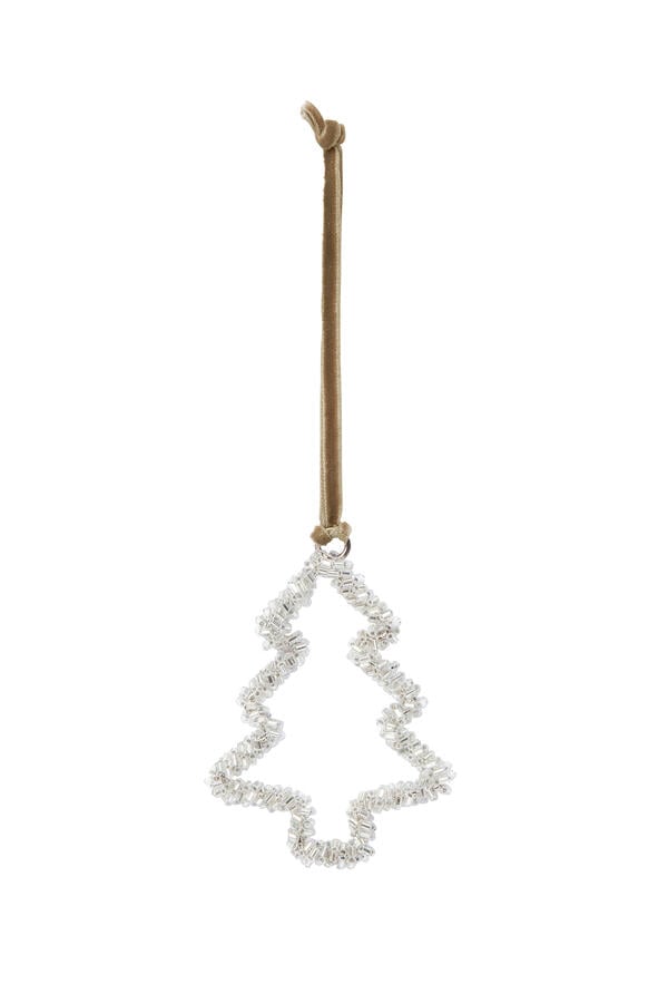 Silver Beaded Tree Decoration