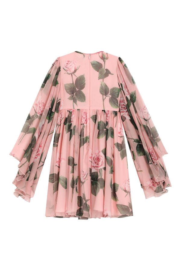 Kids Rose Print Chiffon Dress