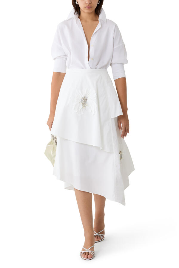Layered Skirt with Floral Appliqué