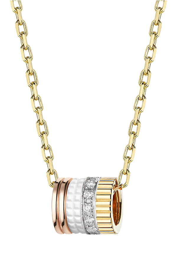 Quatre Edition Pendant S Motif, 18k Mix Gold & White PVD