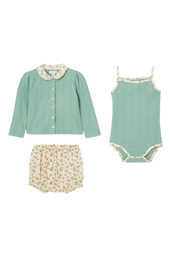 Kids  3-Piece Cardigan, Shorts & Bodysuit Set