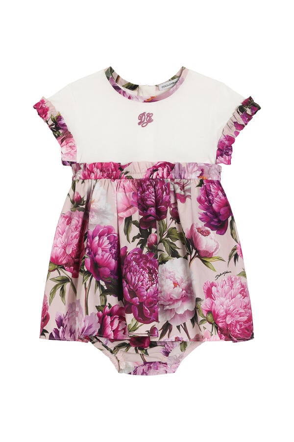 Kids Peony-Print Mixed-Material Dress 