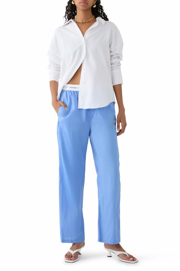 Cotton Poplin Logo Waistband Pants