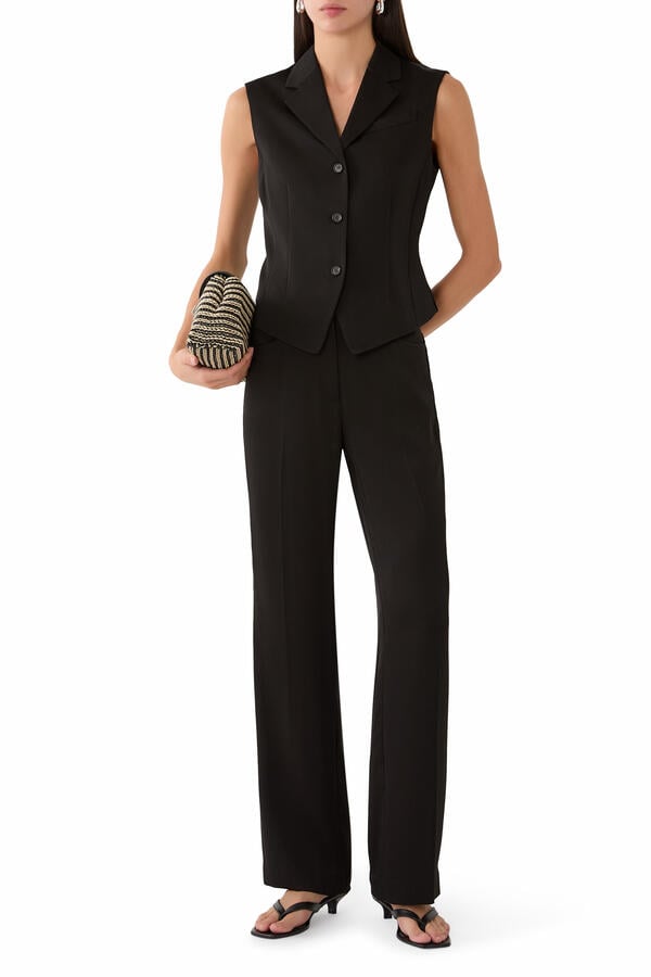 Straight Leg Satin Trousers 