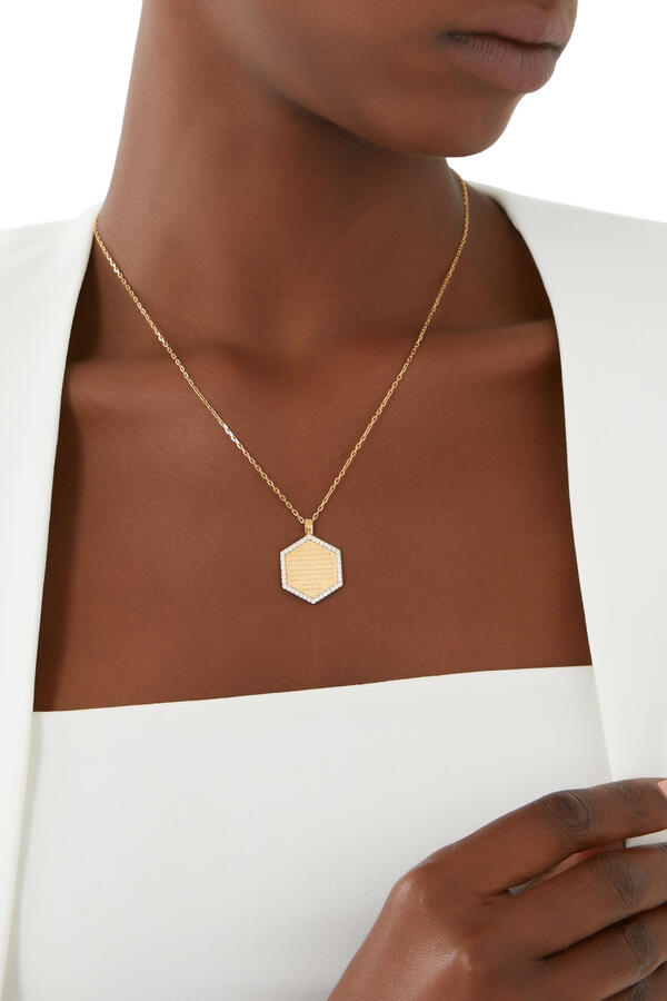 Ayat Al-Kursi Large Pendant Necklace, 18k Yellow Gold & Diamonds