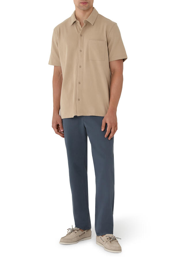 Sueded Cotton Jersey Button-Front Shirt