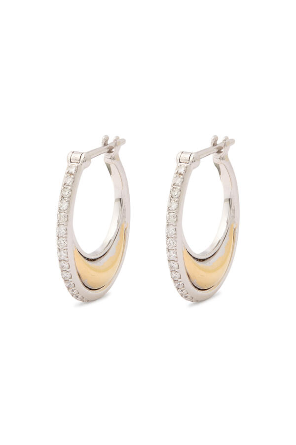 Gold Bloop Moon Earrings, 18K White Gold & Diamonds