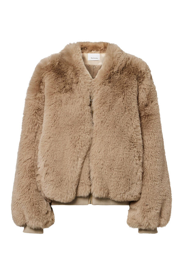 Senna Collarless Faux Fur Jacket 