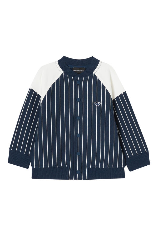 Kids Baseball Logo Embroidery Striped Snap Sweatshirt