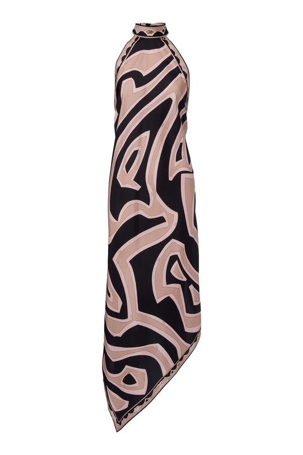 Labirinto Print Silk Halter Neckline Dress