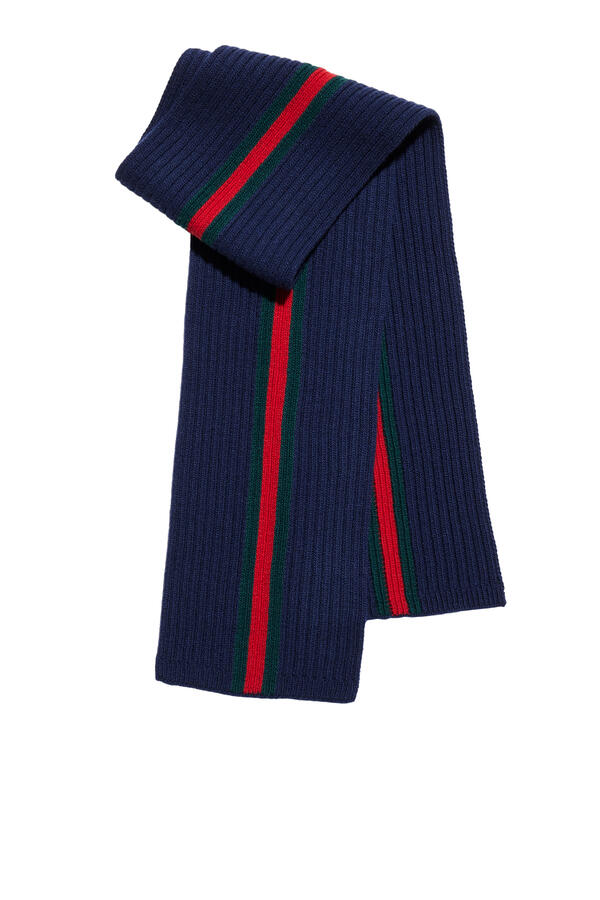 Kids Rib Wool Scarf with Web