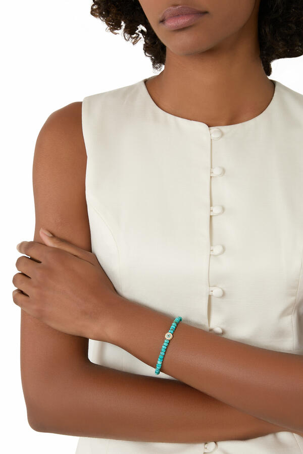 Evil Eye Bracelet, 14k Yellow Gold & Turquoise, Diamond