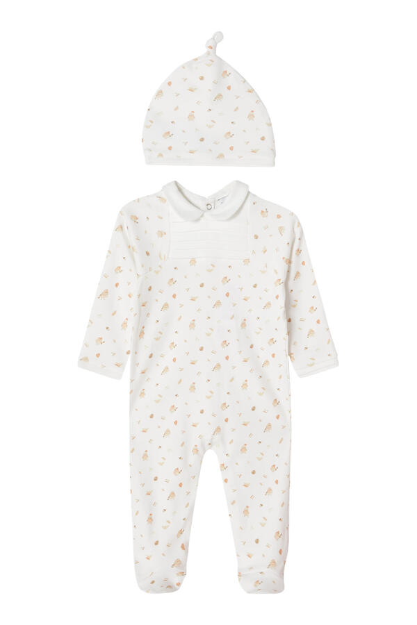Kids Animal Print Onesie and Knotted Hat Set
