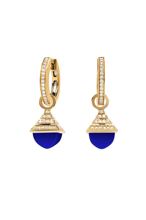 Cleo Mini Rev Drop Earrings, 18k Yellow Gold & Diamonds, Lapis Lazuli