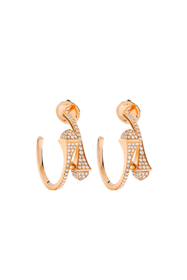 Cleo Small Hoop Earrings, 18k Rose Gold with Full Diamonds