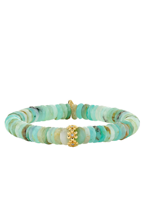 Daisy Rondelle Bracelet, 14k Yellow Gold & Peruvian Opal, Diamond