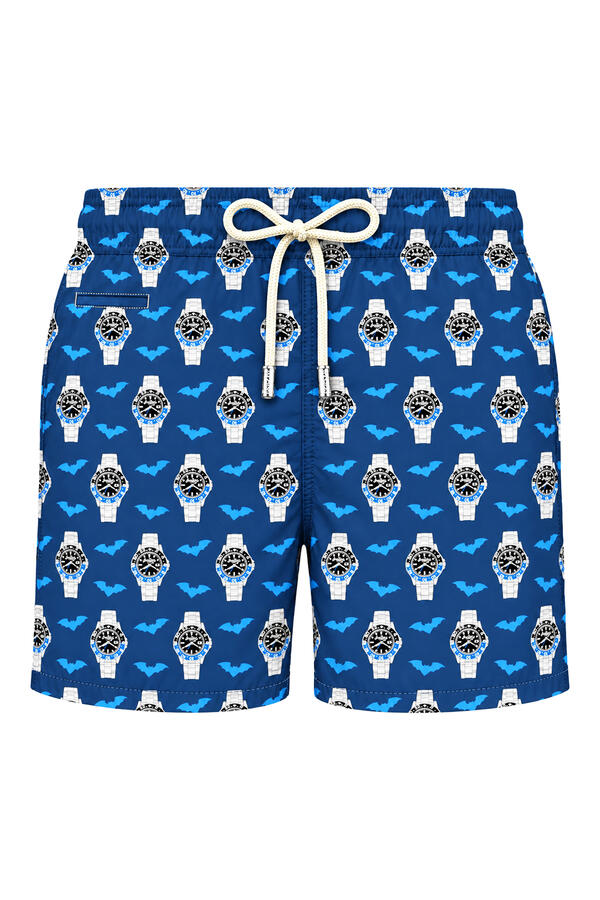 Lighting Watch Bat O'Clock Print Micro Swim Shorts