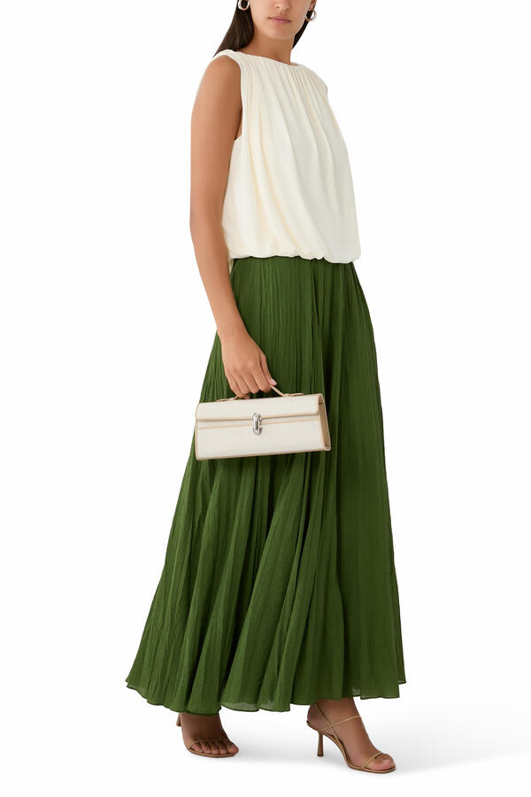 Crinkled Plissé Cotton-Blend Maxi Skirt 