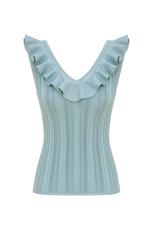 Aster Metallic Frill Top 