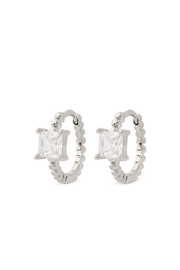 Princess On Ball Hoop Earrings, Cubic Zirconia