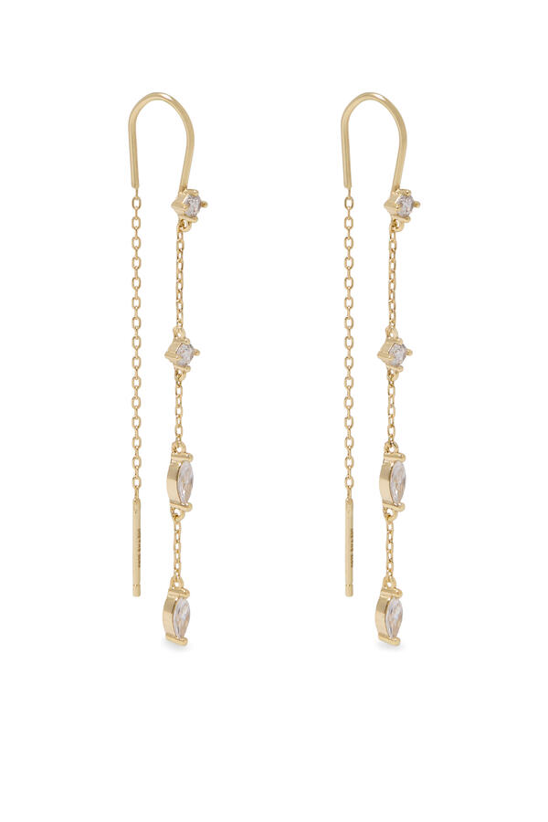 Whisper Ear Threader III, 14ct Gold Vermeil on Sterling Silver & Cubic Zirconia