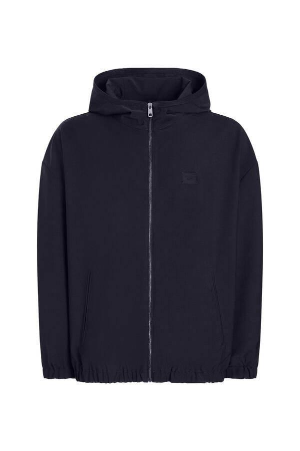Logo Tag Hooded Woolen Jacket