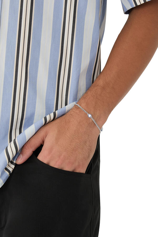 Single Blue Eye Bracelet, Sterling Silver & Enamel