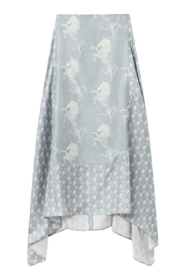 Horse Print Silk Midi Skirt