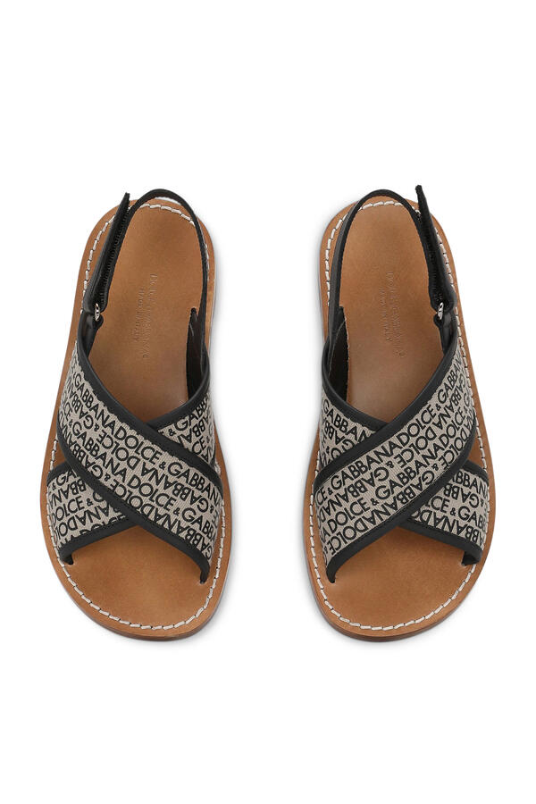 Kids Logo Print Leather Sandal
