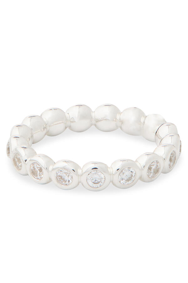 Tennis Eternity Stacking Ring, Silver Plated on Recycled Sterling Silver & Cubic Zirconia