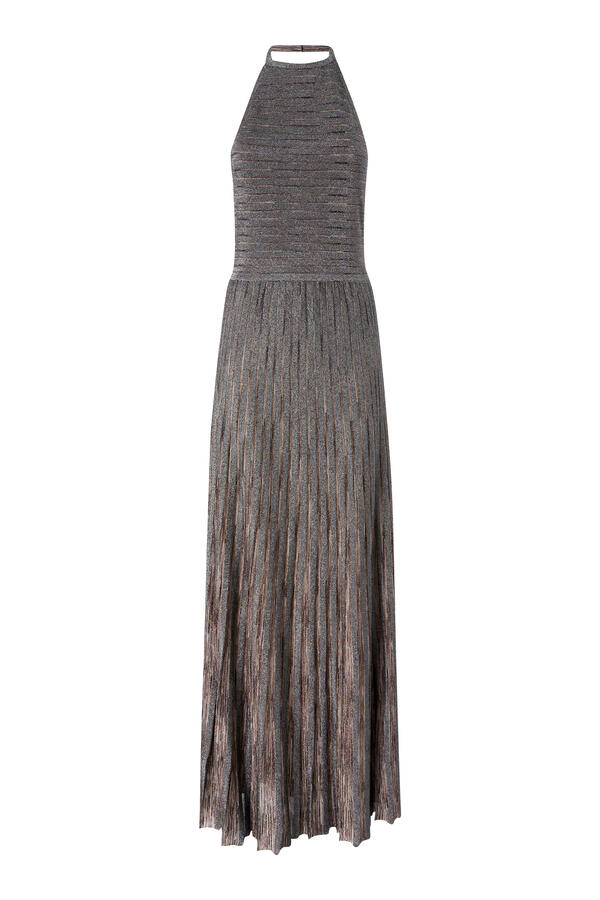 Partialized Sleeveless Halter Maxi Dress