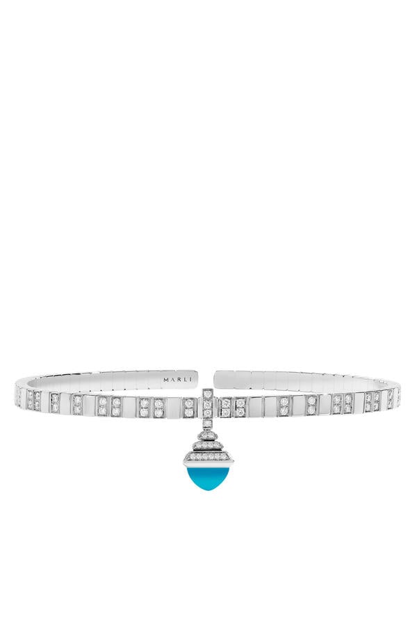Cleo Charm Bracelet, 18k White Gold & Turquoise, Diamonds