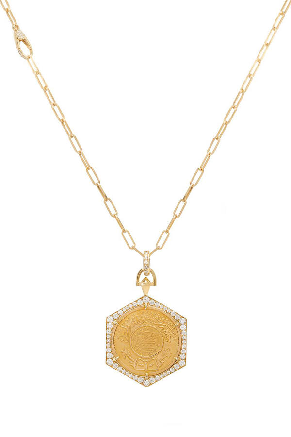 Ginea Large Necklace, 22k & 18k Yellow Gold with Diamonds