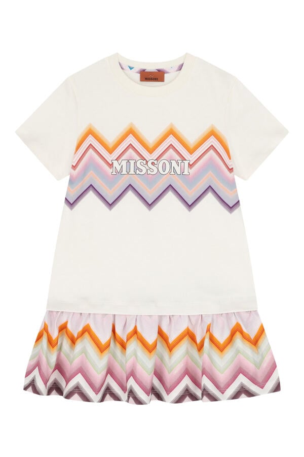 Kids Logo Chevron Jersey Short Sleeves Mini Dress