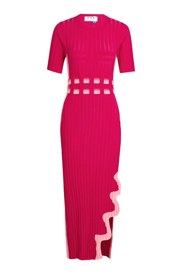 Jodie Pleated Dress with Wavy Side Slit