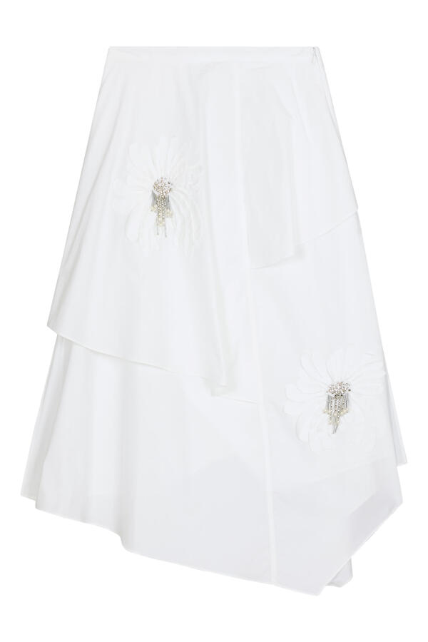 Layered Skirt with Floral Appliqué