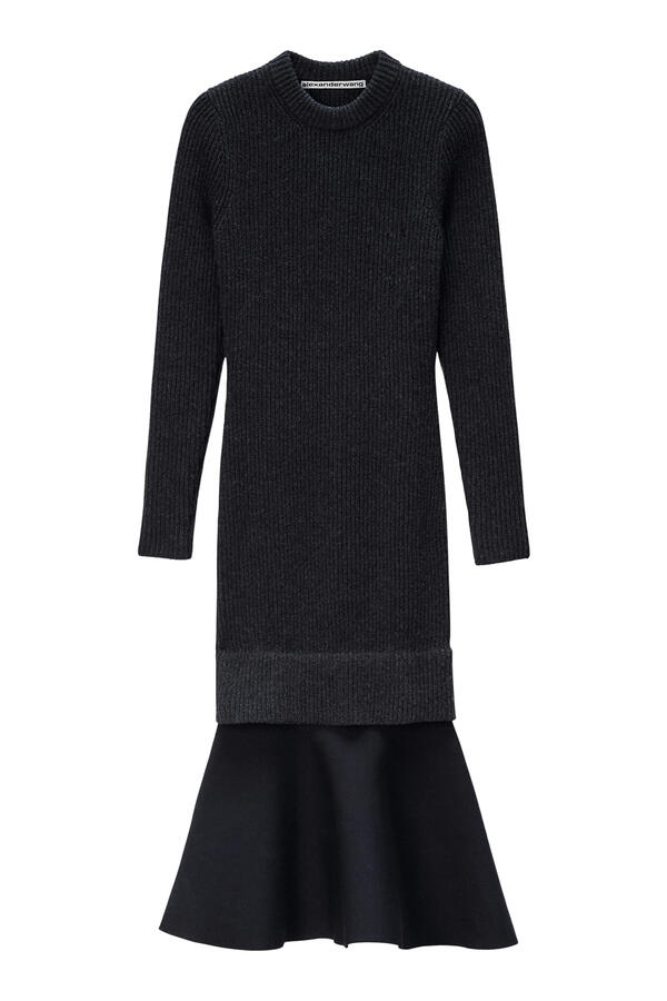 Ribbed Long-Sleeve Dress