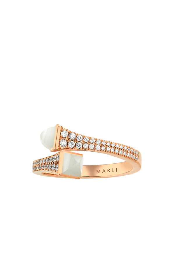 Cleo Moon Stone Diamond Slip On Ring