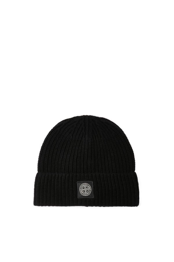 Logo-Patch Ribbed-Knit Beanie Hat