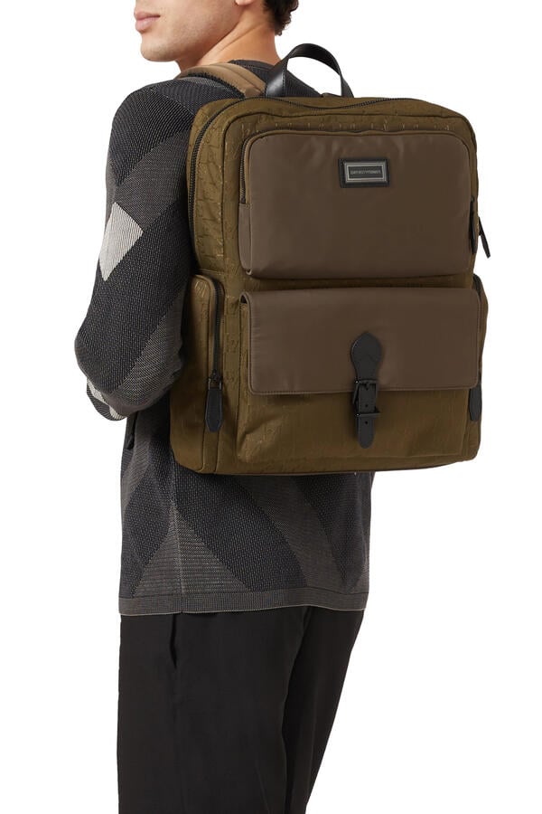 Embossed Flap Pocket Backpack