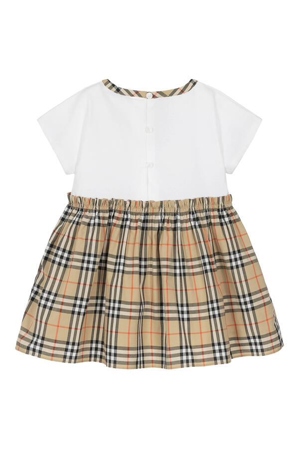 Kids Check Bow Cotton Dress with Bloomers