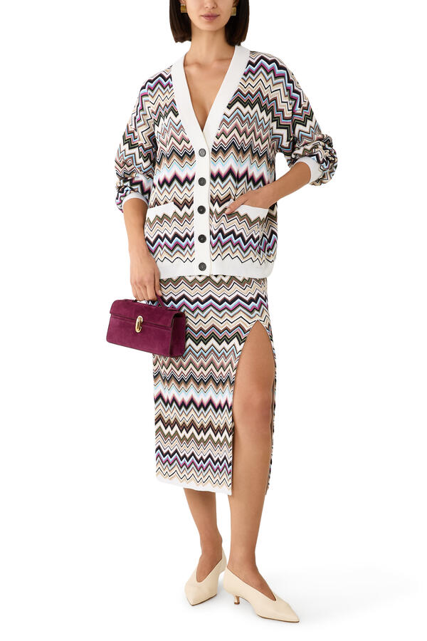  Chevron Buttoned Cardigan