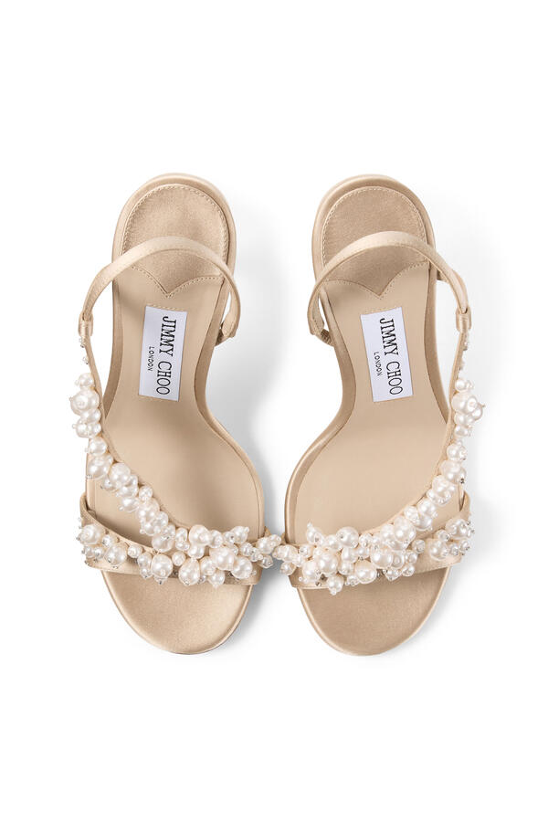  Irina Satin 100 Sandals with Pearl & Crystal Embroidery